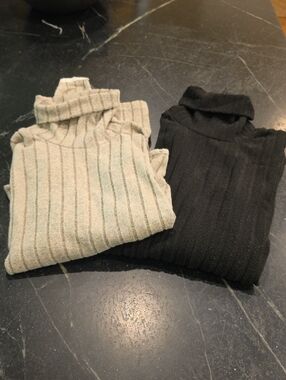 SHEIN Two Pack Turtleneck Long Sleeve  Bodysuit One Black One Gray Size MedTall